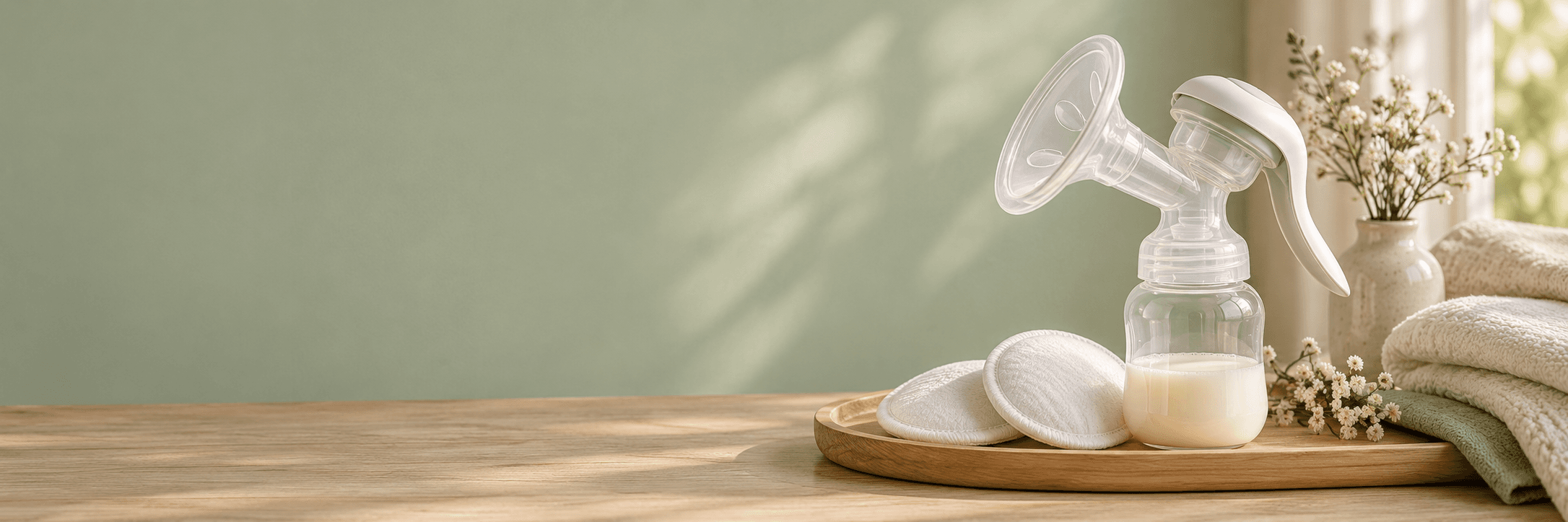 Breast-care essentials arranged for comfortable feeding support